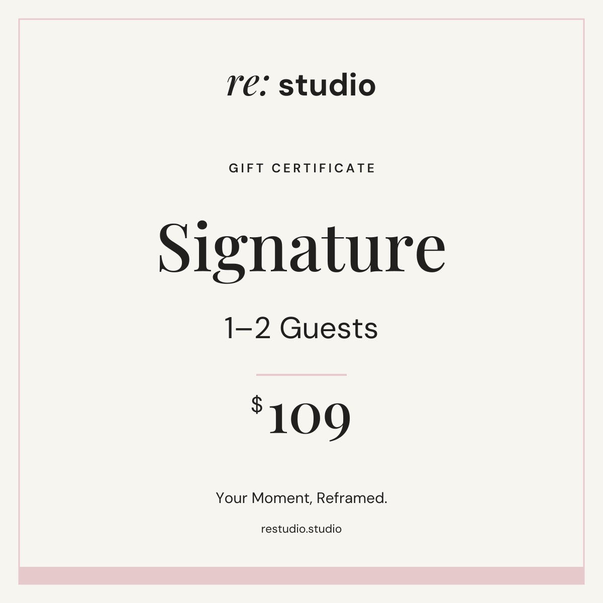 Signature gift certificate for 1–2 guests