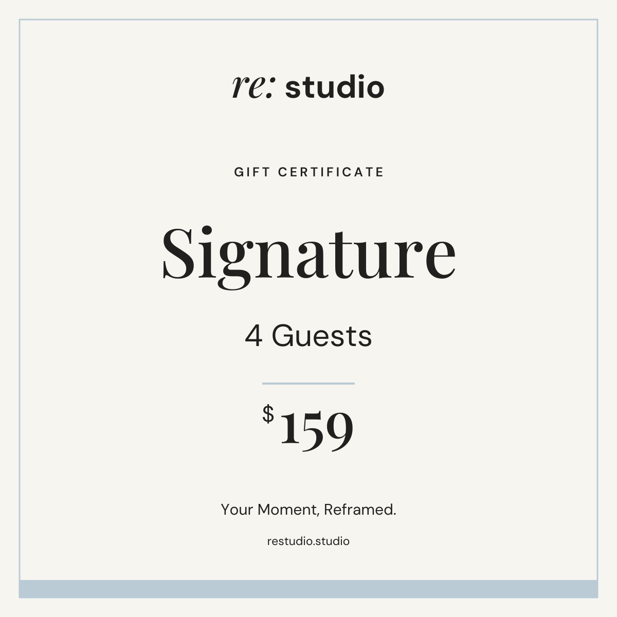 Signature gift certificate for 4 guests